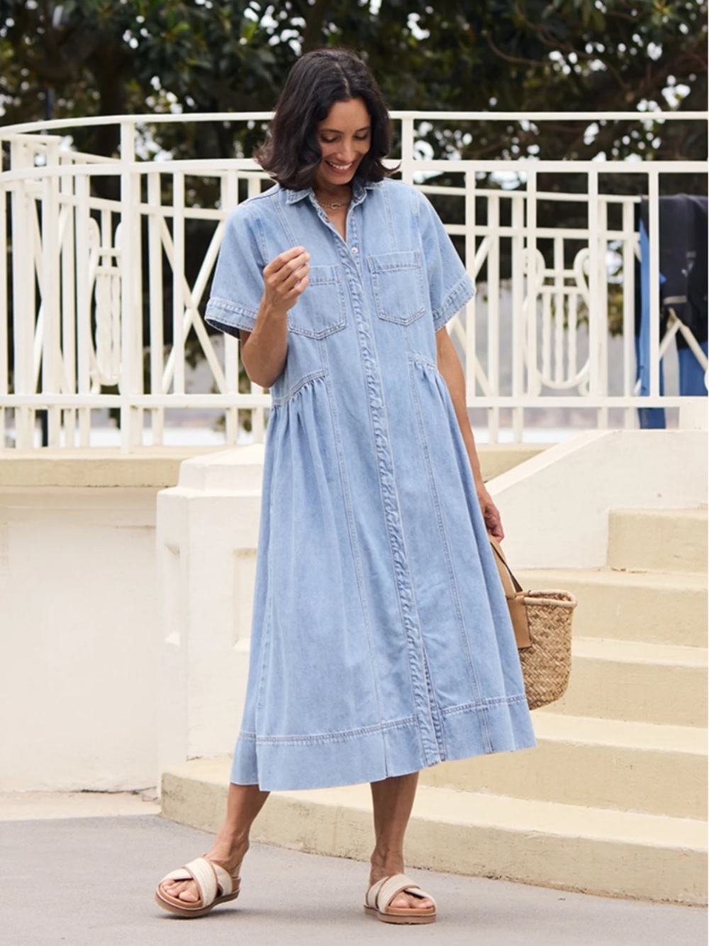 Maye Australia Blue Montana Denim Shirt Dress M NWT Cottage Western Coastal